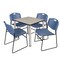 Kee Kee Square Table & Chair Set, Wood, Metal, Polypropylene Top TB3030PLBPCM44BE - alternate 1